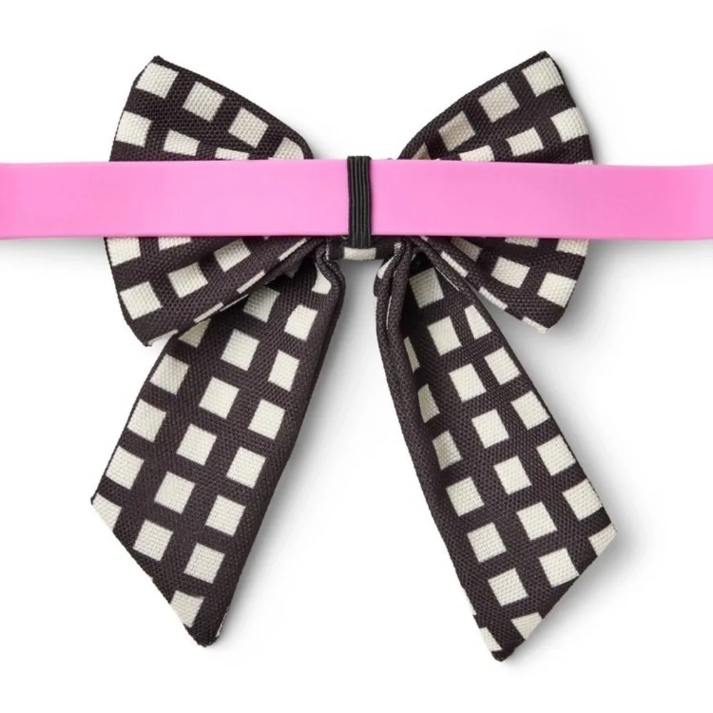 NWT Cat/Dog Bow & Rosette Set - Squares/Blue Twill